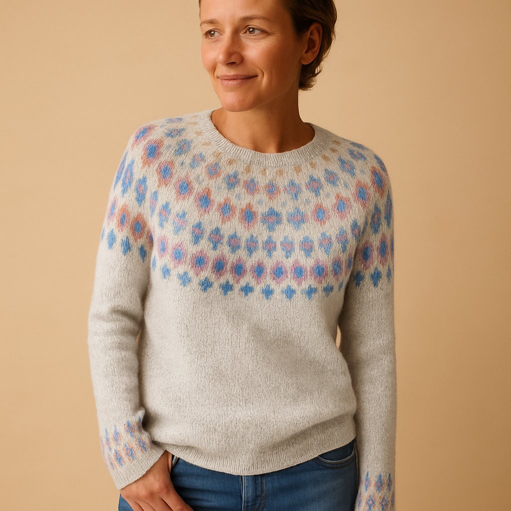 Soft Knit Pastel Pattern Sweater – Cozy Nordic-Inspired Jumper